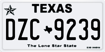 TX license plate DZC9239
