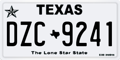 TX license plate DZC9241