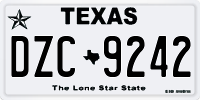 TX license plate DZC9242