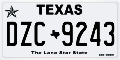 TX license plate DZC9243