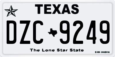 TX license plate DZC9249