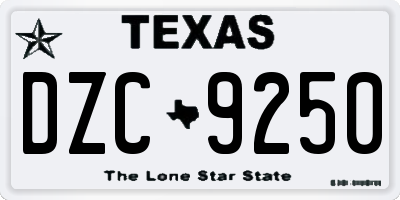 TX license plate DZC9250