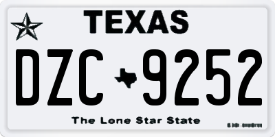 TX license plate DZC9252