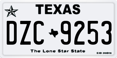 TX license plate DZC9253