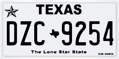TX license plate DZC9254