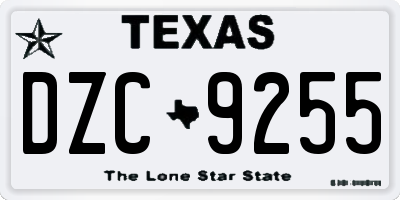 TX license plate DZC9255