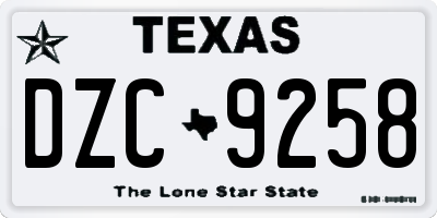 TX license plate DZC9258