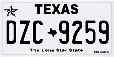 TX license plate DZC9259