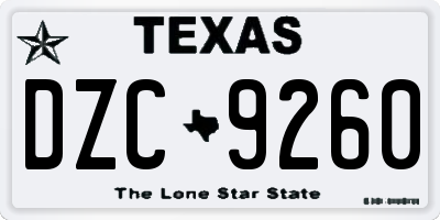 TX license plate DZC9260