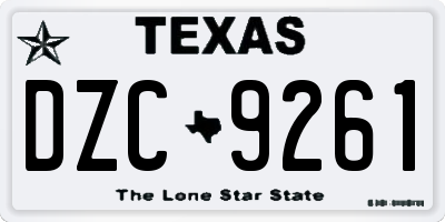 TX license plate DZC9261