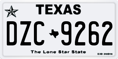TX license plate DZC9262