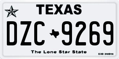 TX license plate DZC9269
