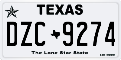 TX license plate DZC9274
