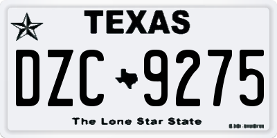TX license plate DZC9275