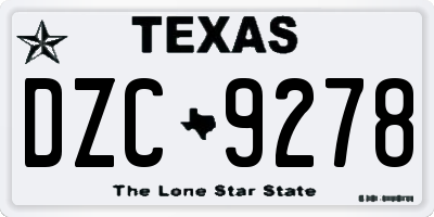TX license plate DZC9278