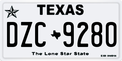 TX license plate DZC9280