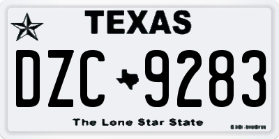 TX license plate DZC9283