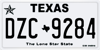 TX license plate DZC9284
