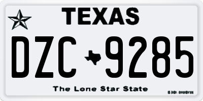 TX license plate DZC9285