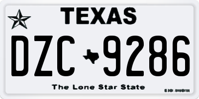 TX license plate DZC9286
