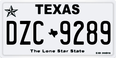 TX license plate DZC9289