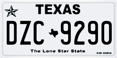 TX license plate DZC9290