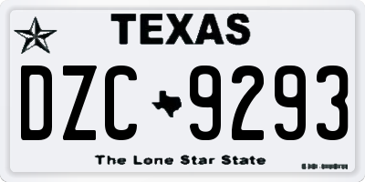 TX license plate DZC9293