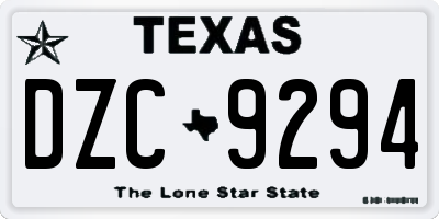 TX license plate DZC9294