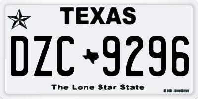 TX license plate DZC9296