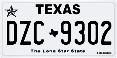 TX license plate DZC9302