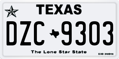TX license plate DZC9303