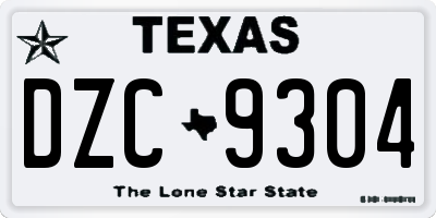 TX license plate DZC9304