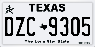 TX license plate DZC9305