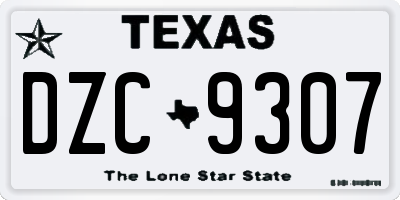 TX license plate DZC9307