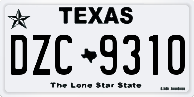 TX license plate DZC9310