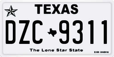 TX license plate DZC9311