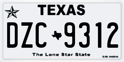 TX license plate DZC9312