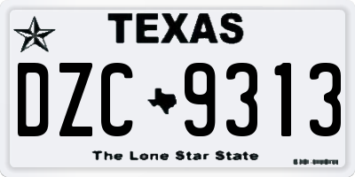 TX license plate DZC9313