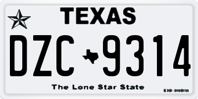 TX license plate DZC9314