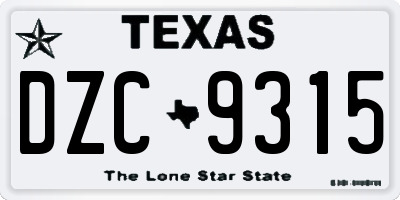 TX license plate DZC9315