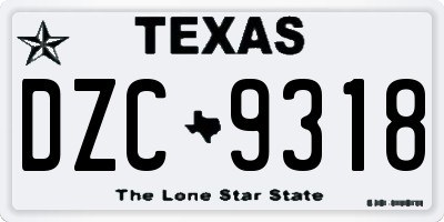 TX license plate DZC9318