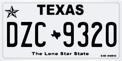 TX license plate DZC9320