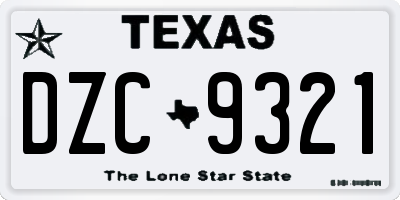 TX license plate DZC9321