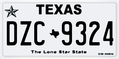 TX license plate DZC9324