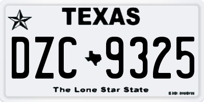 TX license plate DZC9325