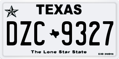 TX license plate DZC9327