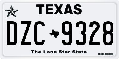 TX license plate DZC9328