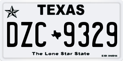 TX license plate DZC9329