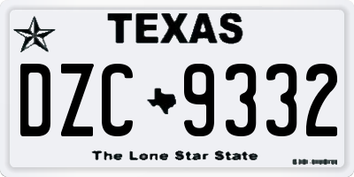 TX license plate DZC9332