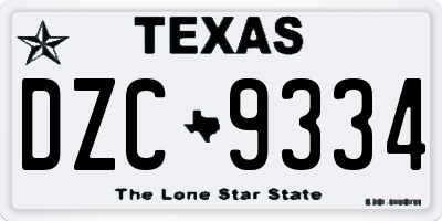 TX license plate DZC9334
